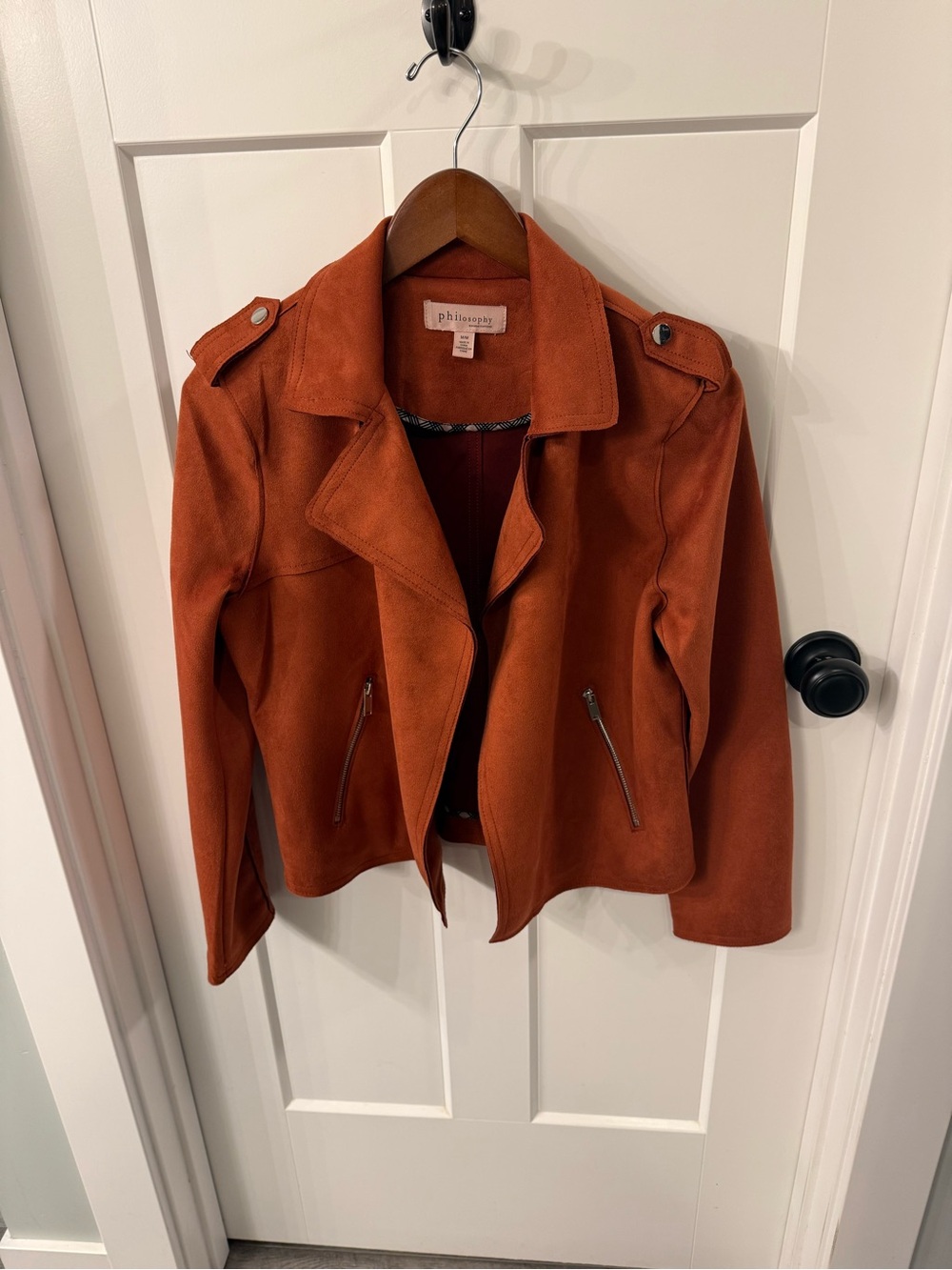 Philosophy Rust Suede Moto Jacket